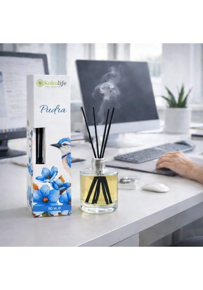 Pudra Koku Çubuklu Oda Kokusu Reed Diffuser 50 Ml Uzun Süre Kalıcı Ev Ofis Salon Yatak Odası Dekoratif Ortam Kokula Abundance Prosperity