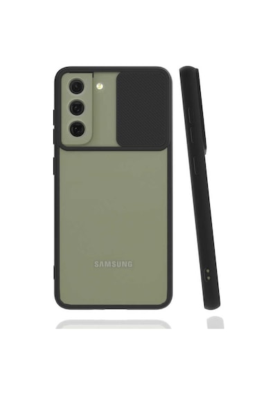 Noktaks Samsung Galaxy Uyumlu S22 Kılıf Slayt Sürgülü Arkası Buzlu Lensi Kapak Siyah T21732