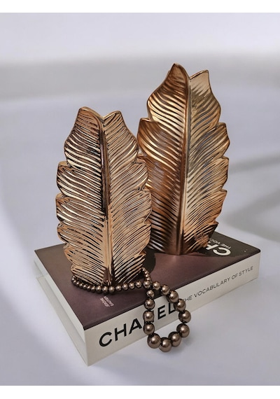 2'li Kaplama Yaprak Vazo Set Gaga-007 Bronz