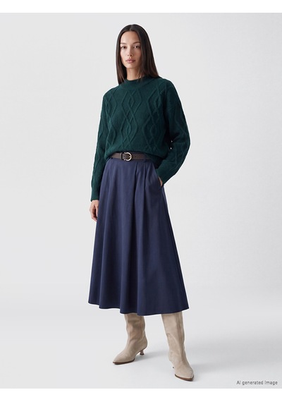 Lcw Everyday Yeşil Baklava Desenli Oversize Kadın Triko Kazak