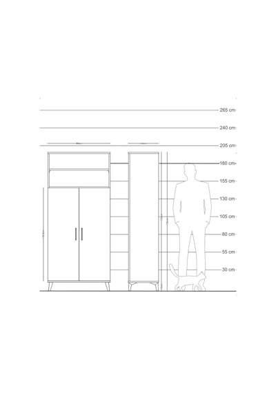 Hyperion Dolap 5 Raflı 2 Kapaklı 88x44x195 Çam-antrasit Atlas Çam