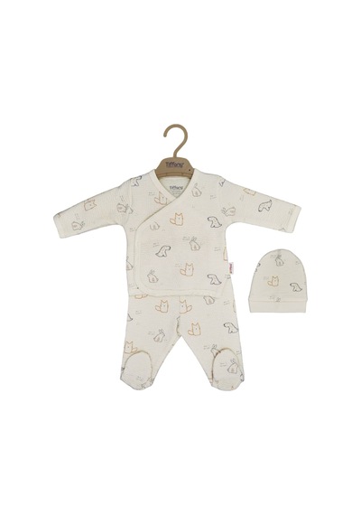 Tiffany Baby & Kids Tiffany Baby Cats And Dog Theme 3'lü Bebek Zıbın Seti 20078 Ekru