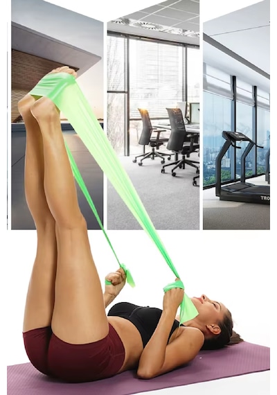 1.5 Metre Yeşil Yoga Pilates Egzersiz Bandı Terabant Açık Uçl...