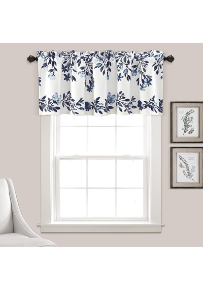 Lexroo Tanisha Oda Karartma Pencere Perdesi Saçağı, 45,72 Cm U X 132,08 Cm G, Lacivert Ve Beyaz