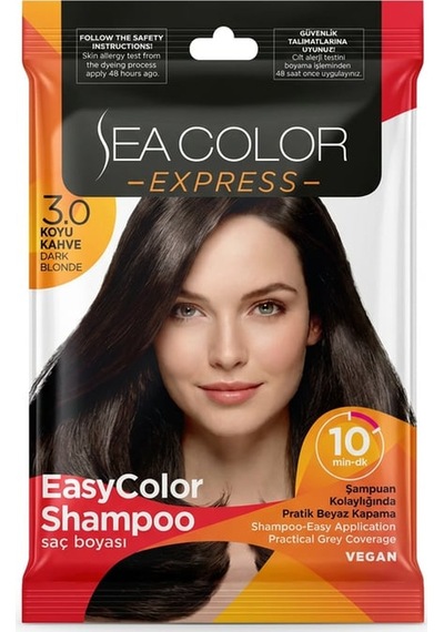 Sea Color Express Amonyaksız Şampuan Saç Boyası 30 Ml 3.0 Numara Koyu Kahve