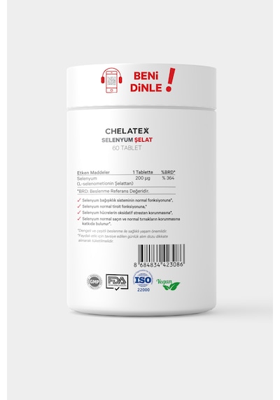 Chelatex Selenyum İçeren Şelat 60 Bitkisel Tablet