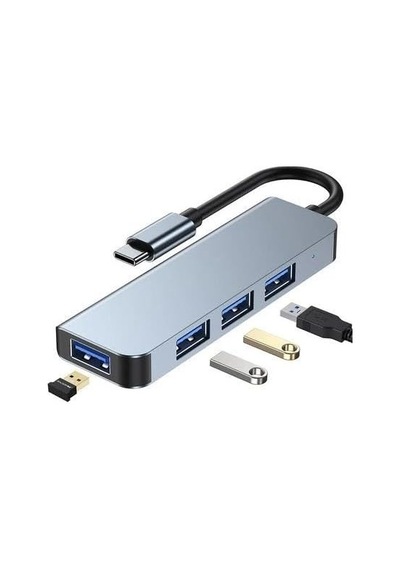 Usb Ve Type-c 4 In 1 Usb 3.0 Hub Alüminyum Gövde Usb Çoklayıcı Hub Type-c Girişli