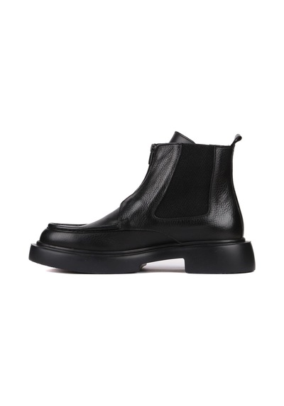 Shoetyle - Siyah Deri Fermuarlı Erkek Bot 250-085-1077 Siyah
