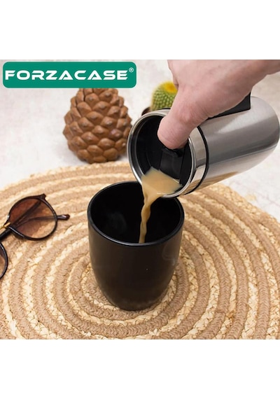 Forzacase Paslanmaz Çelik 200ml 6 Saat Sıcak Soğuk Tutan Kulplu Bardak Termos - Fc264 Siyah