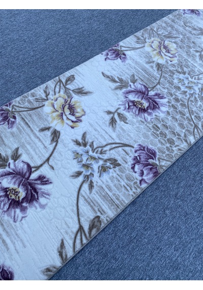 Mor Sarı Kesme Yolluk 80x230 Kesme Saçaklı Akrilik Halı