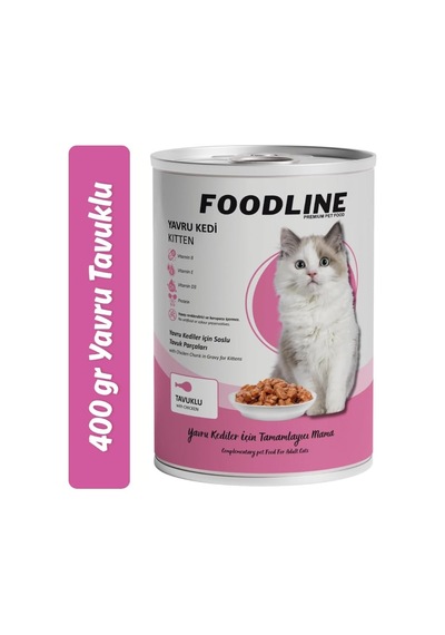 Tavuklu Yavru Kedi Konservesi 400 Gr, Gravy Sos İçerisinde Parça Etli 400 Gr X 24 Adet, Tavuk