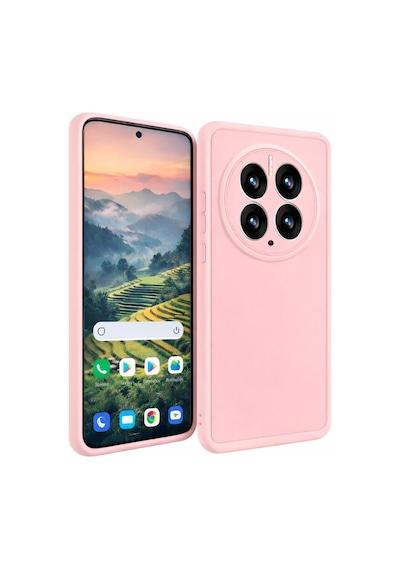 Huawei Mate 50 Pro Uyumlu Kamera Çıkıntılı Mat Silikon Telefon Kılıfı Pembe