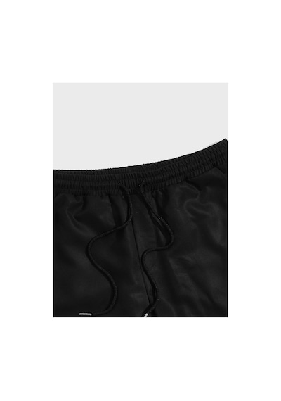 Tarzsokak Expression & Letter Graphic Drawstring Waist Pants Siyah
