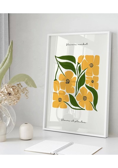 Çerçevesiz Poster Sarı Çiçek Deseni