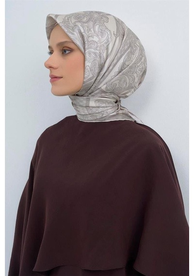 Armine İpek Eşarp 2026 Yaz - 9537-83 Ekru Taş Sura