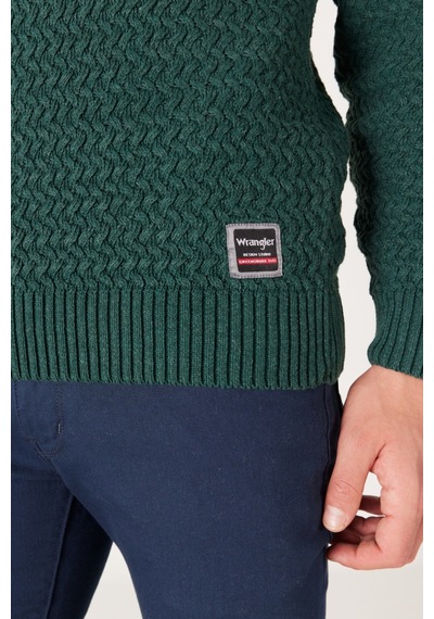 Wrangler Regular Fit Normal Kesim Bisiklet Yaka Yeşil Erkek Triko Kazak W232580300 Yeşil