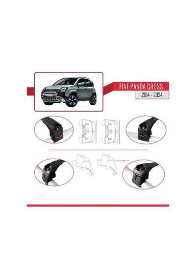 Fiat Panda Cross 2014 Ve Sonrası İle Uyumlu Ace-2 Ara Atkı Tavan Barı Siyah