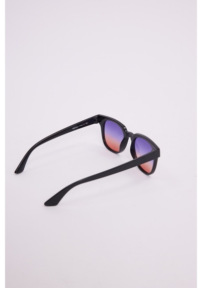 Unisex Oval Siyah Çerçeve Uv 400 Korumalı Renkli Cam Güneş Gözlüğü-51239 Çok Renkli