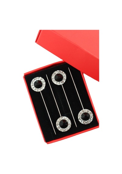 Numetal 4 Lü Oval Siyah Taşlı Eşarp İğnesi. Şal İğnesi. Türban İğnesi. Başörtü İğnesi. Eşarp Ve Şal İğnesi. Gümüş