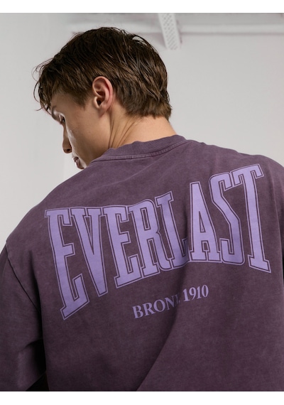 Everlast Bronx 1910 Oversize Yıkamalı Mor Erkek Tişört Koyu Mor