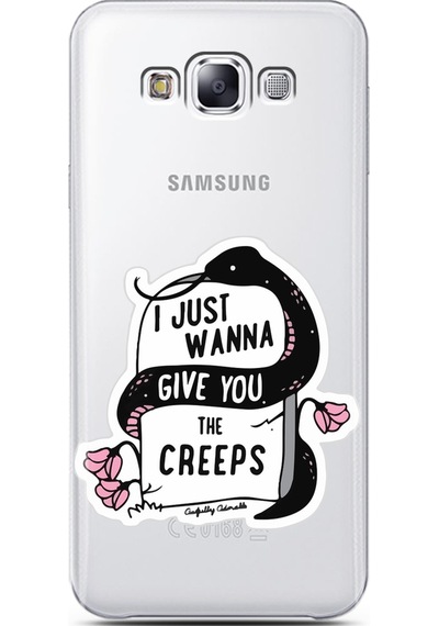 Samsung Uyumlu E7 Mezar Taşı Tasarımlı Süper Şeffaf Telefon Kılıfı Çok Renkli