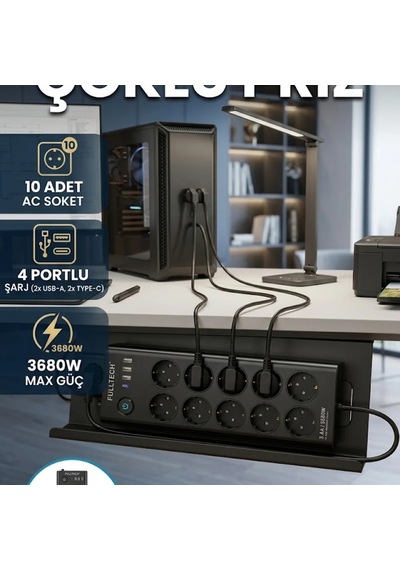 10'lu Çoklu Priz Usb Ve Type-c Şarj Bağlantılı Diğer
