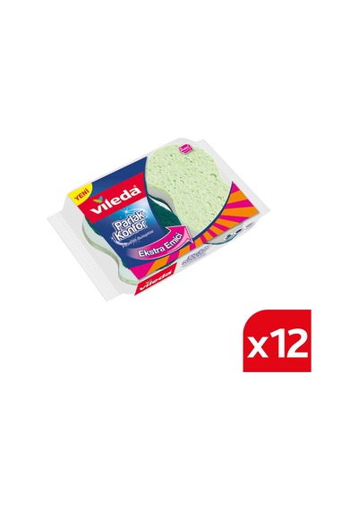 Vileda Parlak Konfor Oluklu Bulaşık Süngeri 12 x 2'li