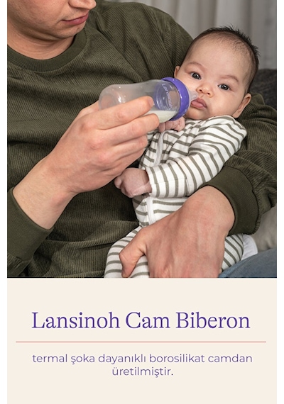 Lansinoh® 160 ML Cam Biberon ve NaturalWave® Biberon Emziği (1Ay+)