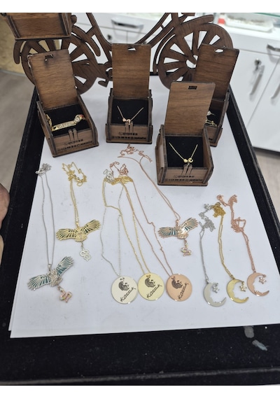 925 Ayar Papatya Silver 3'lü Yılan Figürlü Baykuş Kolye Set.tabiat Kolye.rose.gold.rodaj Gümüş