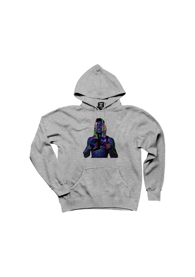 Muhammad Ali Color Gri Kapşonlu Sweatshirt Hoodie Gri