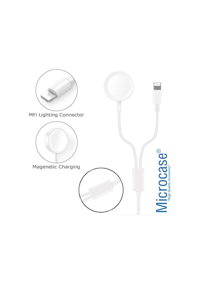 Apple Uyumlu Watch Se 40 Mm 2In1 Manyetik Şarj Aygıt+Lightning Usb Kablo (453804982)