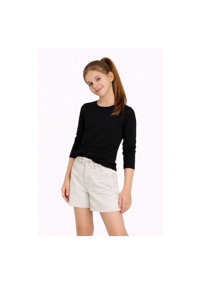 Kız Çocuk Basic Uzun Kollu Tişört Okul Günlük Rahat T-shirt - Siyah Çok Renkli Kız Çocuk Basic Uzun Kollu Tişört Okul Günlük Rahat T-shirt - Siyah Çok Renkli