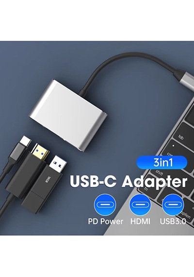 3in1 Type-c To 4k Hdmı - Usb 3.0 - Type-c Pd Şarj- Çevirici 4k Dö