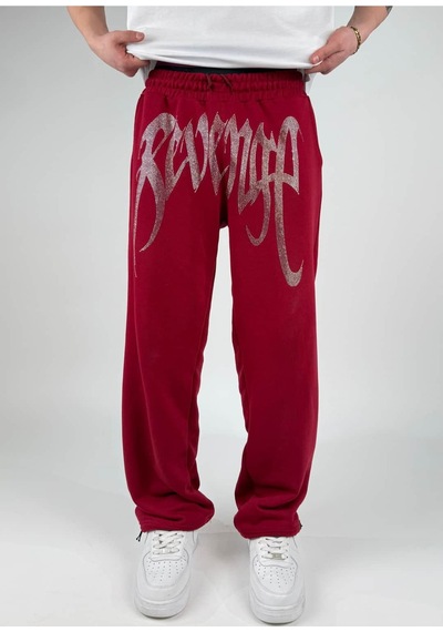 Zaee Yazlık Revenge Oversize Taşlı Eşofman Altı Bordo