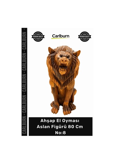 Özel Üretim El İşçiliği Dekoratif Lüks Masif Heykel Otantik Ahşap El Oyması Aslan Figürü 80 Cm No8