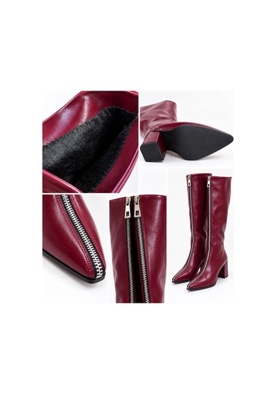 Dabab Shoes Erıca Kadın Bordo Kırışık Rugan Cilt Sivri Burun Önden Fermuarlı Geniş Baldır 6 Cm Kalın Topuklu Uzun Çizme Dabab Shoes Erıca Kadın Bordo Kırışık Rugan Cilt Sivri Burun Önden Fermuarlı Geniş Baldır 6 Cm Kalın Topuklu Uzun Çizme
