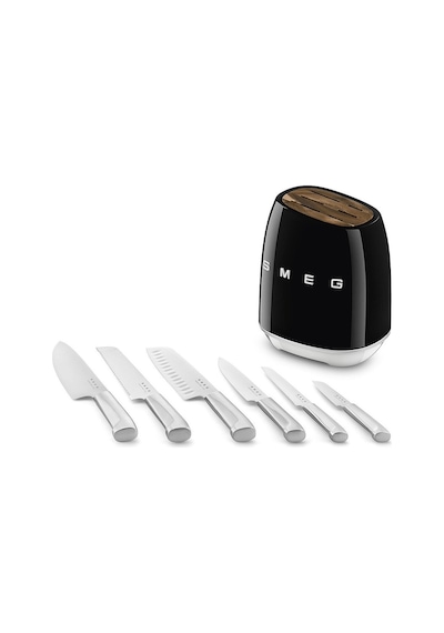 Smeg 50's Style Kbsf02 Siyah Standlı Bıçak Seti Siyah