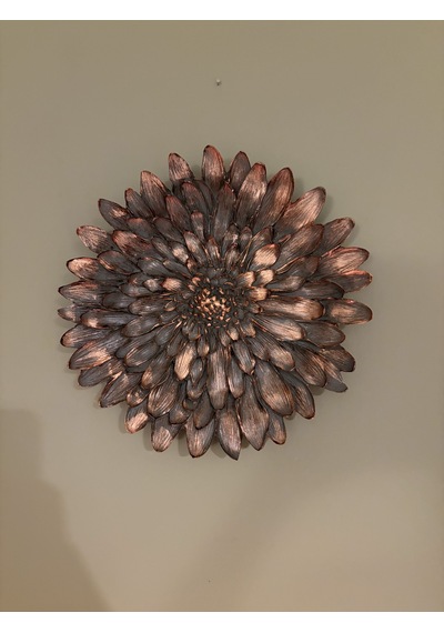 Dekoratif Çiçek Tabak / Sunumluk Haki & Altın Yaldız Eskitme 28 Cm