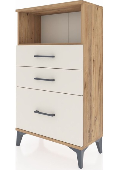 Arges Komodin Tek Raflı 3 Çekmeceli 60x30x106 Çam-aytaşı Atlas Çam