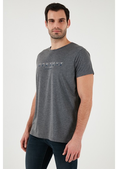 Buratti Baskılı Bisiklet Yaka Pamuklu Slim Fit Erkek T Shirt 541Dprtmnt24 Antrasit