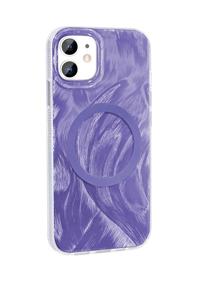 Apple Uyumlu iPhone 11 İle Kılıf Magsafe Şarj Özellikli Fırça Boya Desenli Kapak