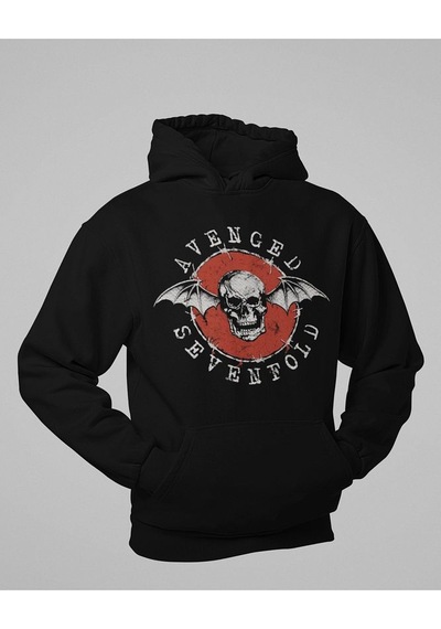 Sevbano Avenged Sevenfold Baskılı Unisex Oversize Rock Metal Hoodie Siyah