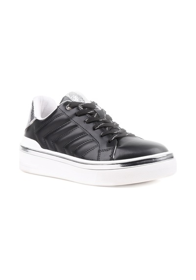 Stato Nova Kapitoneli Gümüş Detaylı Beyaz Kadın Sneaker Siyah