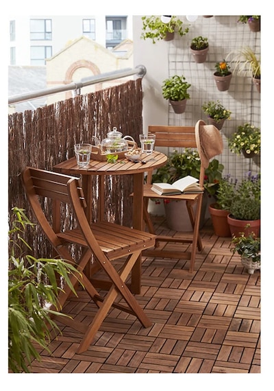 Yarı Katlanır Masa 70 Cm Bahçe Masası Balkon Masası Kahverengi