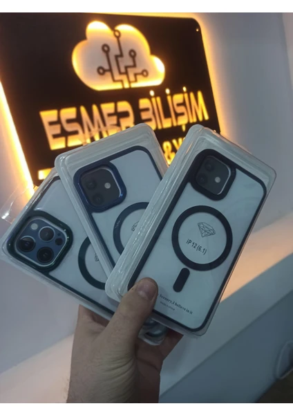 Apple Uyumlu iPhone 12 Şeffaf Manyetik Magsafe Destekli Kamera Korumalı Kılıf Mor