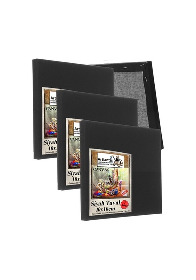 Siyah Tuval 10x10 Cm 3 Adet Astarlı Kare Tuval Resim Tuvali Siyah 10 10 Cm Tual Akrilik Yağlı Boya İçin İdeal
