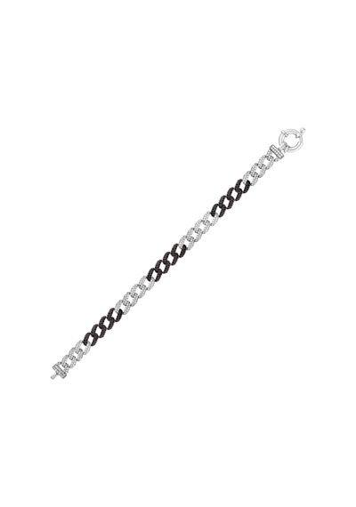 Kuyumcudukkani"siyah&beyaz Renk Taşlı Cuban Chain"bileklik- 50275-w-mıx Siyah - Beyaz