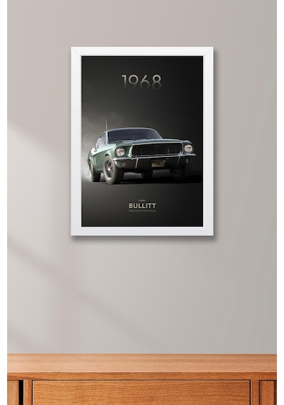 1968 Ford Bullitt Mustang Fastback Çerçeveli Tablo - Special Edition Car Poster