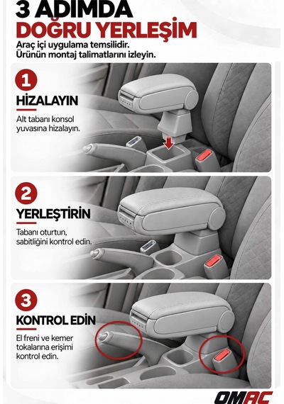 Opel Corsa D 2006-2014 Uyumlu Kolçak Kol Dayama Gri Suni Deri Araca Özel
