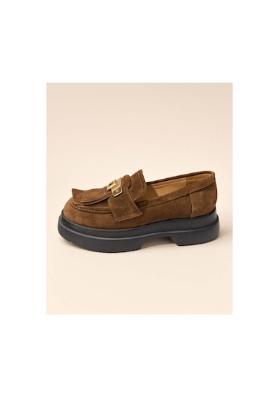 37brandshoes Tokalı Süet Platform Loafer Şık Ve Rahat Kahverengi Kahverengi